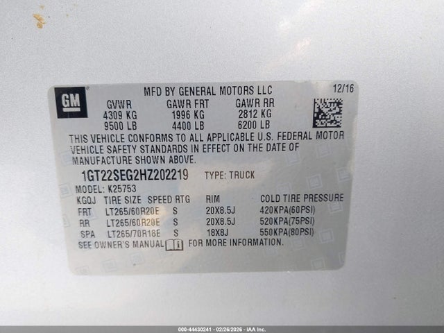 2017 GMC SIERRA 2500HD 1GT22SEG2HZ202219 Photo 8