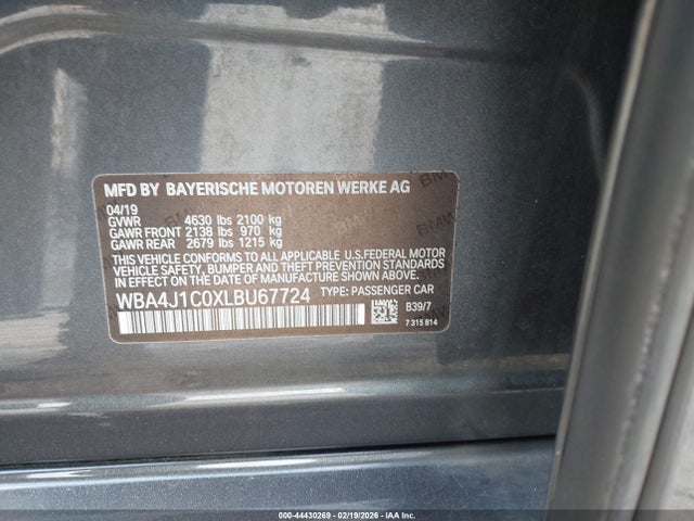 Aukcja sprzedaży 2020 Bmw 430i Gran Coupe, vin: WBA4J1C0XLBU67724, numer aukcji: 44430269