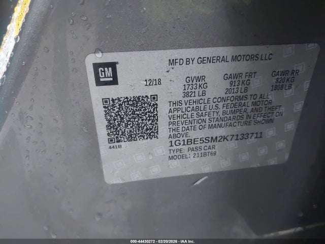 1G1BE5SM2K7133711 Chevrolet CRUZE LT