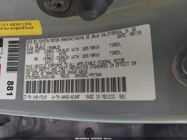 3TMCZ5AN1JM181148 Toyota Tacoma Trd Off Road