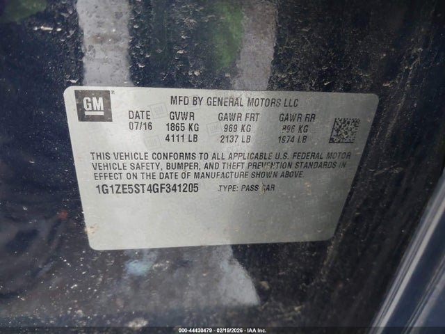 1G1ZE5ST4GF341205 Chevrolet MALIBU 1LT