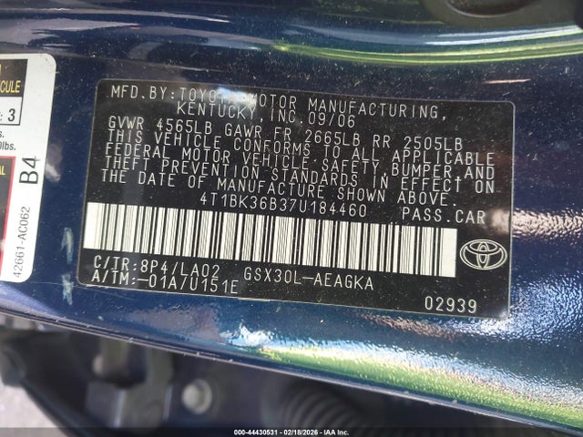 2007 TOYOTA AVALON 4T1BK36B37U184460 Photo 8