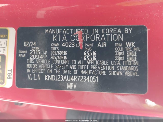 KNDJ23AU4R7234051 KIA SOUL LX