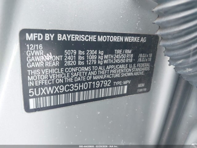 5UXWX9C35H0T19792 BMW X3 Xdrive28i