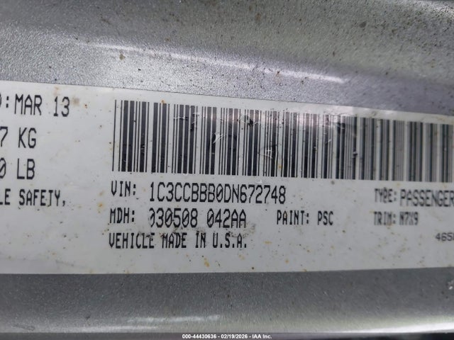 Продажа на аукционе авто 2013 Chrysler 200 Touring, vin: 1C3CCBBB0DN672748, номер лота: 44430636