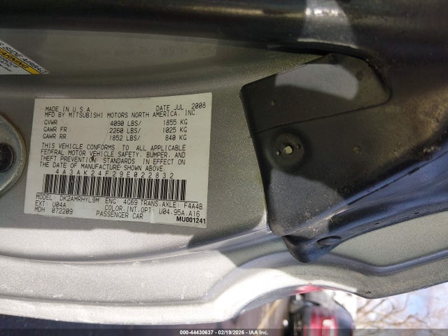 Aukcja sprzedaży 2009 Mitsubishi Eclipse Gs, vin: 4A3AK24F29E022832, numer aukcji: 44430637