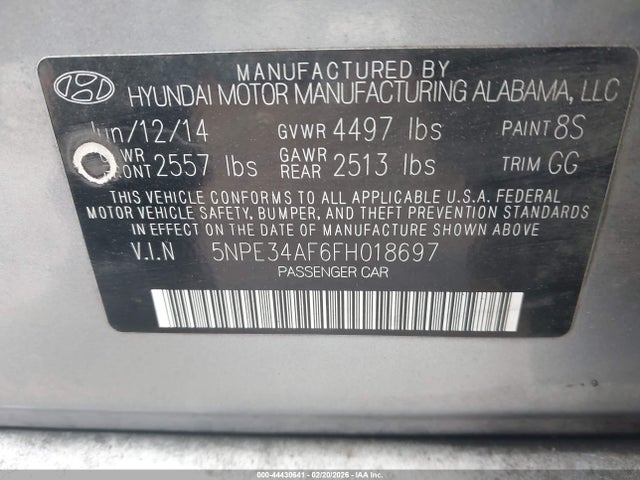 Продажа на аукционе авто 2015 Hyundai Sonata Limited, vin: 5NPE34AF6FH018697, номер лота: 44430641