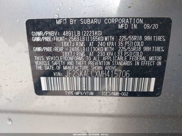 Продажа на аукционе авто 2021 Subaru Forester Sport, vin: JF2SKALCXMH415706, номер лота: 44430663