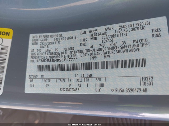 1FMDE8BH8SLB17777 Ford Bronco Outer Banks