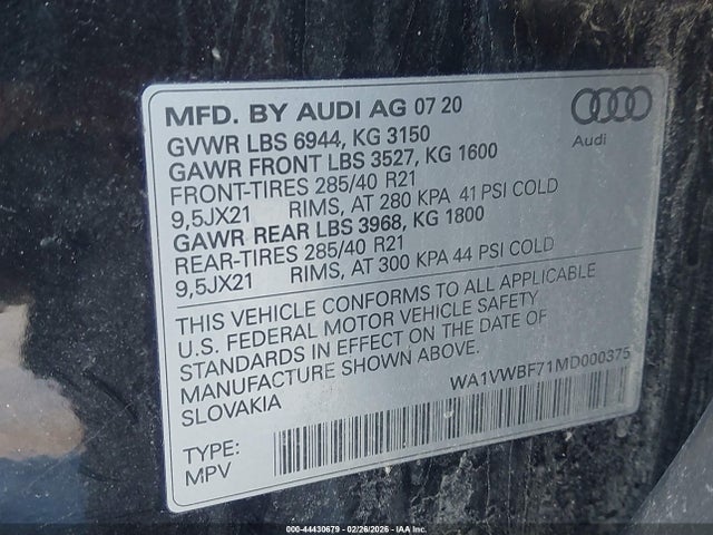 2021 AUDI SQ7 WA1VWBF71MD000375 Photo 8