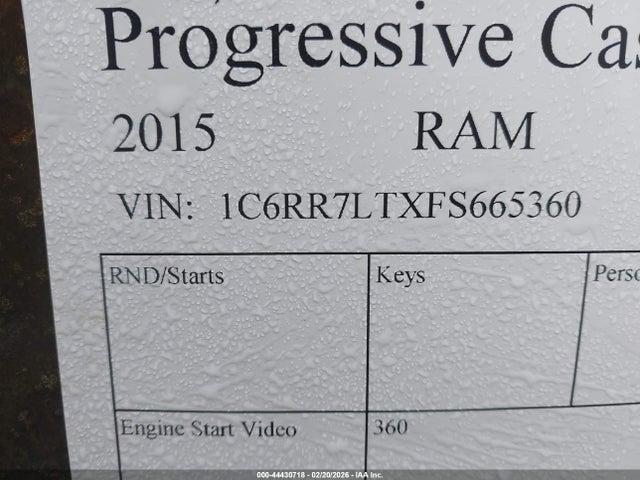 44430718 :رقم المزاد ، 1C6RR7LTXFS665360 vin ، 2015 Ram 1500 Big Horn مزاد بيع