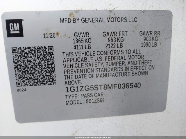 1G1ZG5ST8MF036540 Chevrolet Malibu Fwd Rs