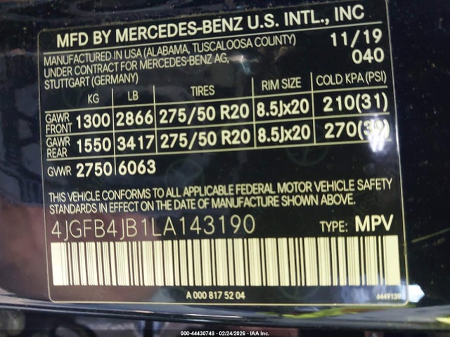 Продажа на аукционе авто 2020 Mercedes-benz Gle 350, vin: 4JGFB4JB1LA143190, номер лота: 44430748