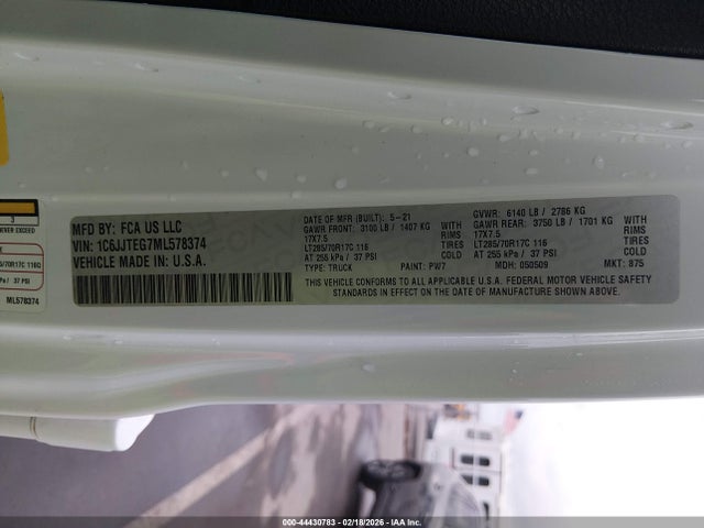 2021 JEEP GLADIATOR 1C6JJTEG7ML578374 Photo 8