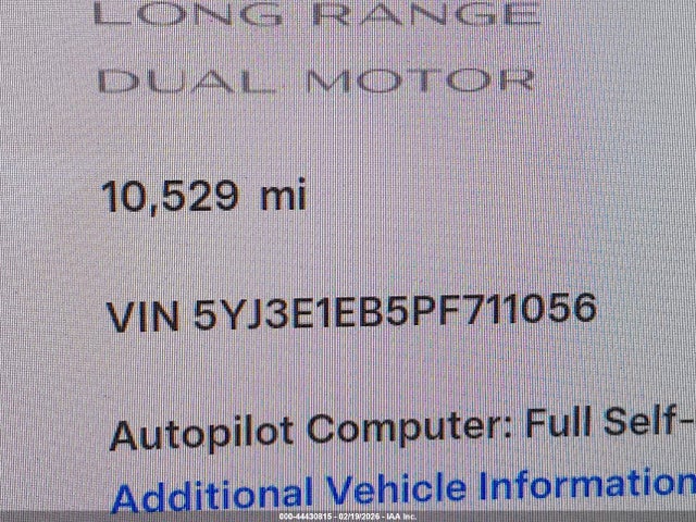 Продаж на аукціоні авто 2023 Tesla Model 3 Long Range Dual Motor All-wheel Drive, vin: 5YJ3E1EB5PF711056, номер лоту: 44430815