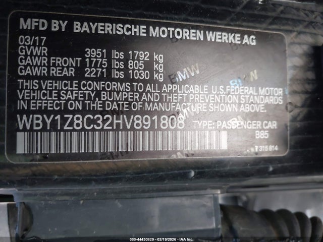 WBY1Z8C32HV891808 BMW I3 94 Ah W/range Extender