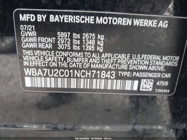 2022 BMW 750 WBA7U2C01NCH71843 Photo 8