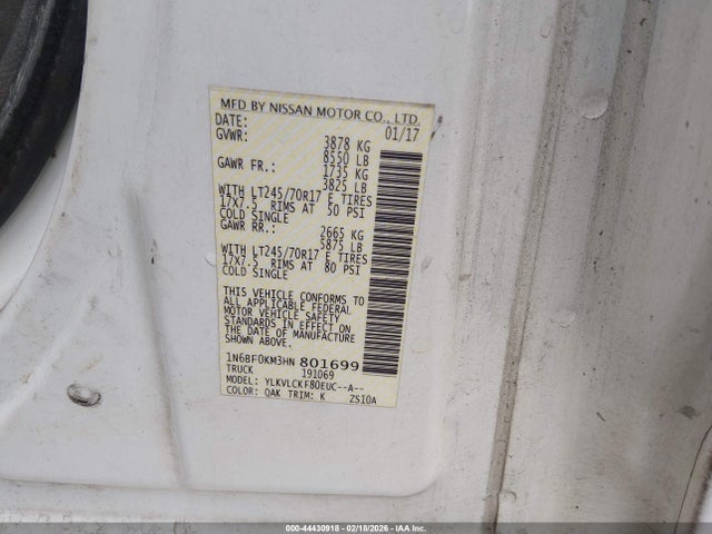 1N6BF0KM3HN801699 Nissan Nv Cargo Nv1500 S V6