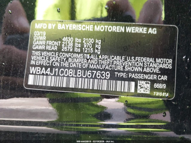 WBA4J1C08LBU67639 BMW 430i Gran Coupe
