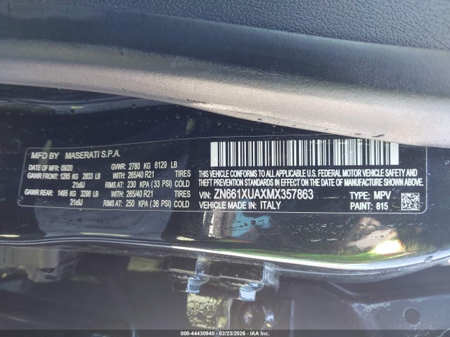 2021 MASERATI LEVANTE ZN661XUAXMX357863 Photo 8