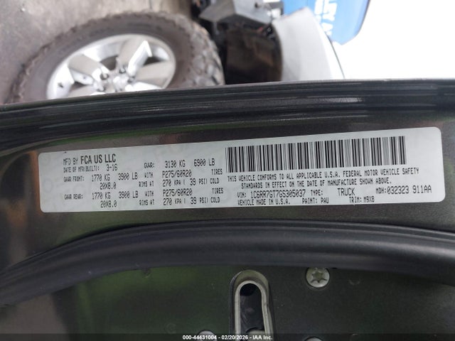 2016 Ram 1500 Big Horn მანქანა იყიდება აუქციონზე, vin: 1C6RR7GT7GS305037, აუქციონის ნომერი: 44431004