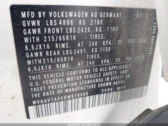 2013 VOLKSWAGEN TIGUAN WVGAV7AX0DW516965 Photo 8