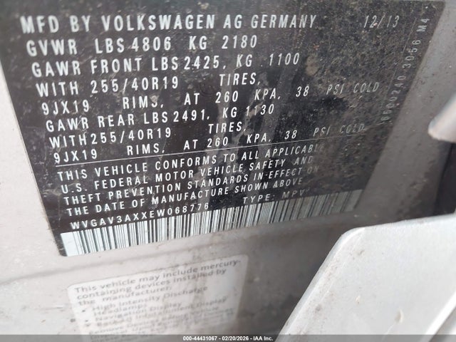 2014 VOLKSWAGEN TIGUAN WVGAV3AXXEW068776 Photo 8