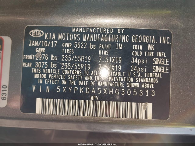 2017 KIA SORENTO 5XYPKDA5XHG305313 Photo 8
