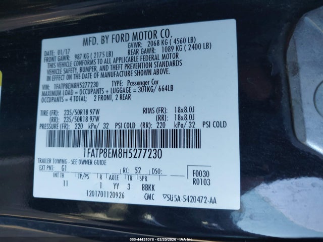 2017 FORD MUSTANG 1FATP8EM8H5277230 Photo 8