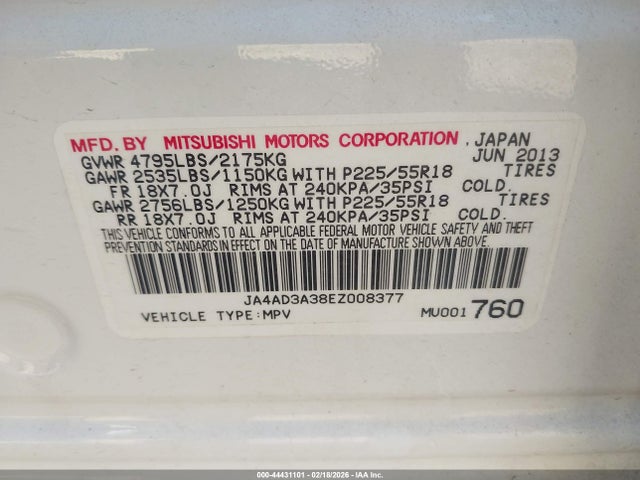 Продаж на аукціоні авто 2014 Mitsubishi Outlander Se, vin: JA4AD3A38EZ008377, номер лоту: 44431101
