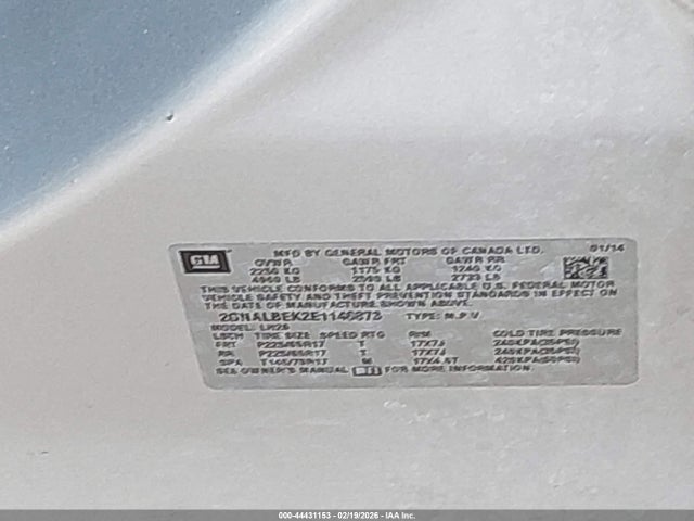Chevrolet EQUINOX 1LT 2014 2GNALBEK2E1146873 Image 9