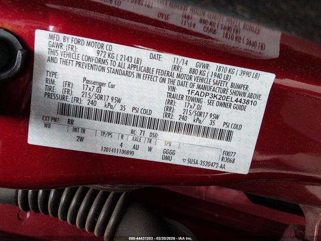 1FADP3K20EL443810 Ford FOCUS SE