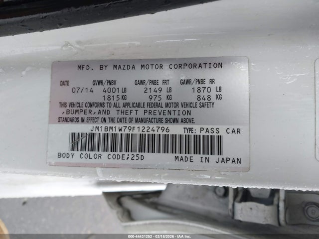 JM1BM1W79F1224796 Mazda Mazda3 I Grand Touring