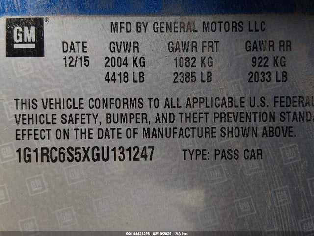 1G1RC6S5XGU131247 Chevrolet VOLT LT