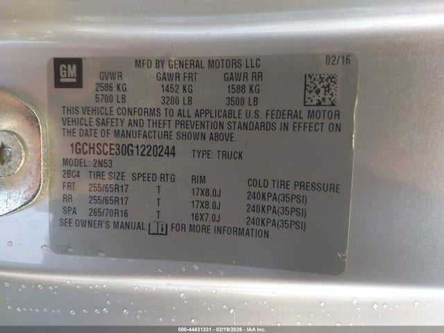 1GCHSCE30G1220244 Chevrolet Colorado Lt