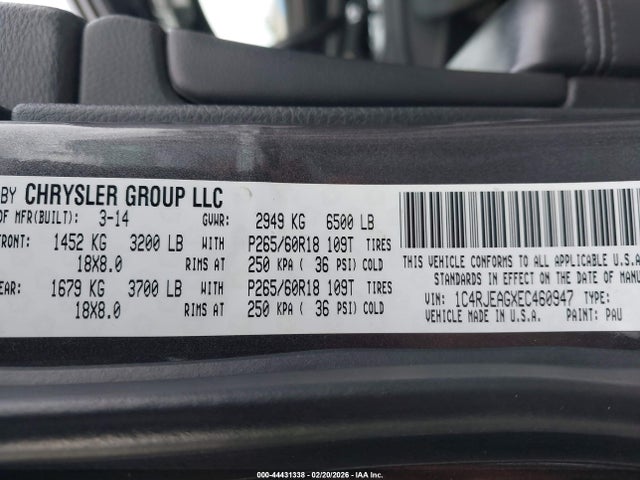 2014 JEEP GRAND CHEROKEE 1C4RJEAGXEC460947 Photo 8