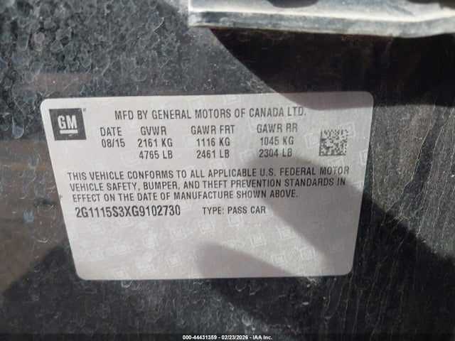 Chevrolet Impala 2lt 2016 2G1115S3XG9102730 Image 9