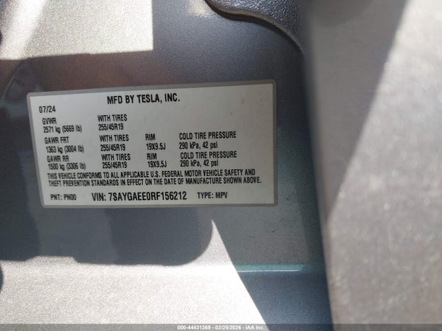 2024 TESLA MODEL Y 7SAYGAEE0RF156212 Photo 8