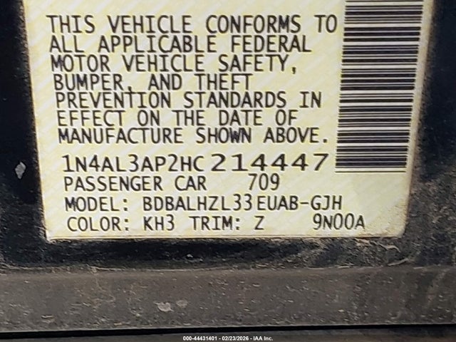 1N4AL3AP2HC214447 Nissan Altima 2.5 Sr