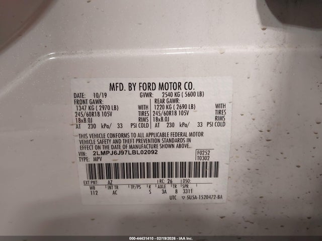 2020 LINCOLN NAUTILUS 2LMPJ6J97LBL02092 Photo 8