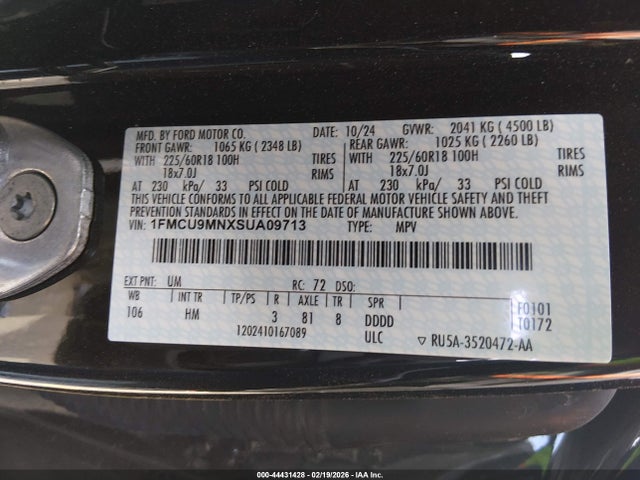1FMCU9MNXSUA09713 Ford Escape St-line
