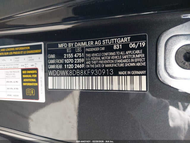 Продажа на аукционе авто 2019 Mercedes-benz C 300, vin: WDDWK8DB8KF930913, номер лота: 44431431