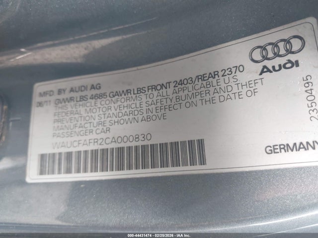 2012 AUDI A5 WAUCFAFR2CA000830 Photo 8