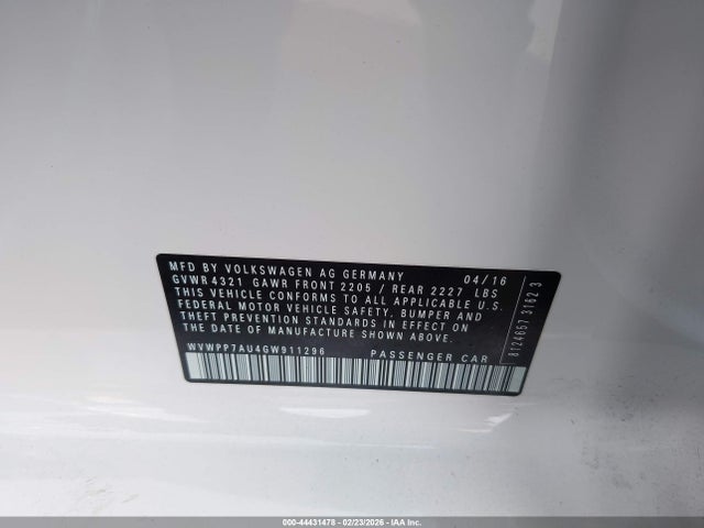 2016 VOLKSWAGEN E-GOLF WVWPP7AU4GW911296 Photo 8