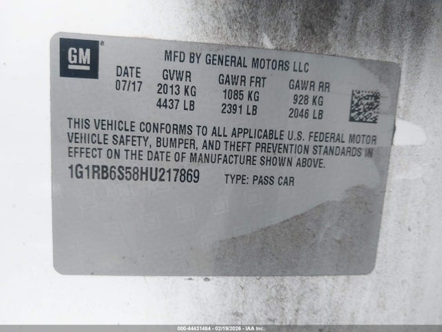1G1RB6S58HU217869 Chevrolet Volt Premier