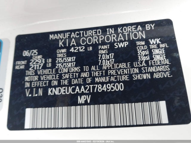 Продаж на аукціоні авто 2026 Kia Seltos S, vin: KNDEUCAA2T7849500, номер лоту: 44431543
