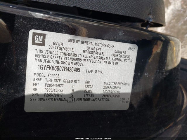 2007 CADILLAC ESCALADE ESV 1GYFK66807R426405 Photo 8