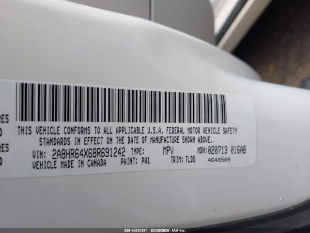 44431571 :رقم المزاد ، 2A8HR64X68R691242 vin ، 2008 Chrysler Town & Country Limited مزاد بيع