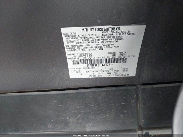 1FAHP2E81EG117714 Ford TAURUS SEL