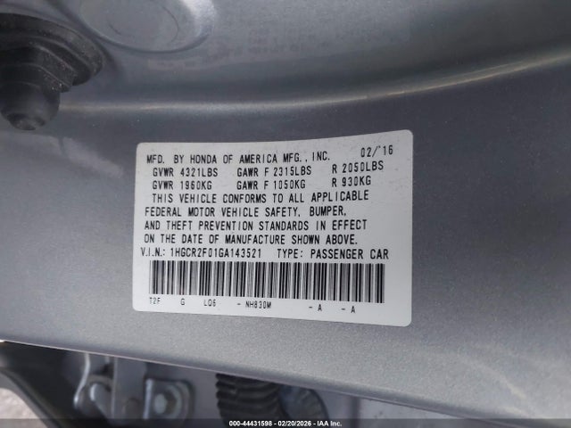 1HGCR2F01GA143521 Honda ACCORD EX